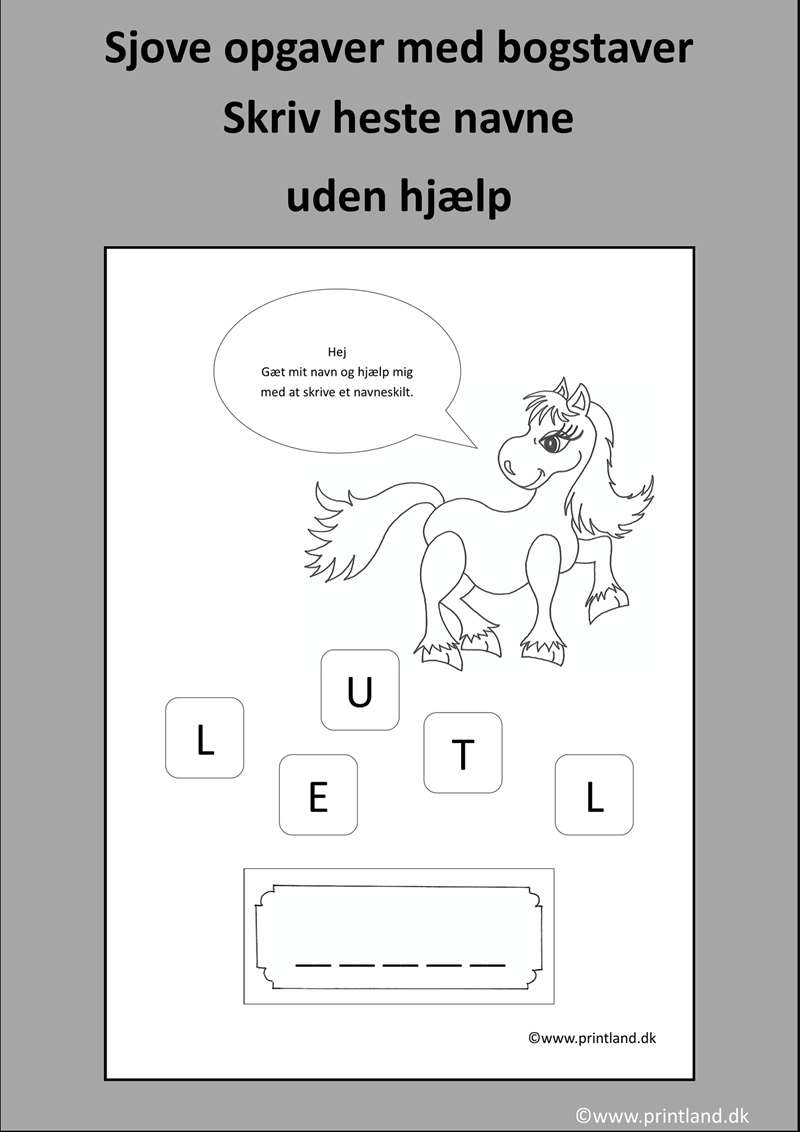 a22. skriv heste navne uden hjælp
